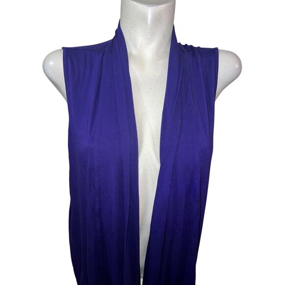 Chico's Jacket Sz L (2) Purple Sleeveless Lightweight Open Drape Vest Slant Hem - Picture 2 of 6